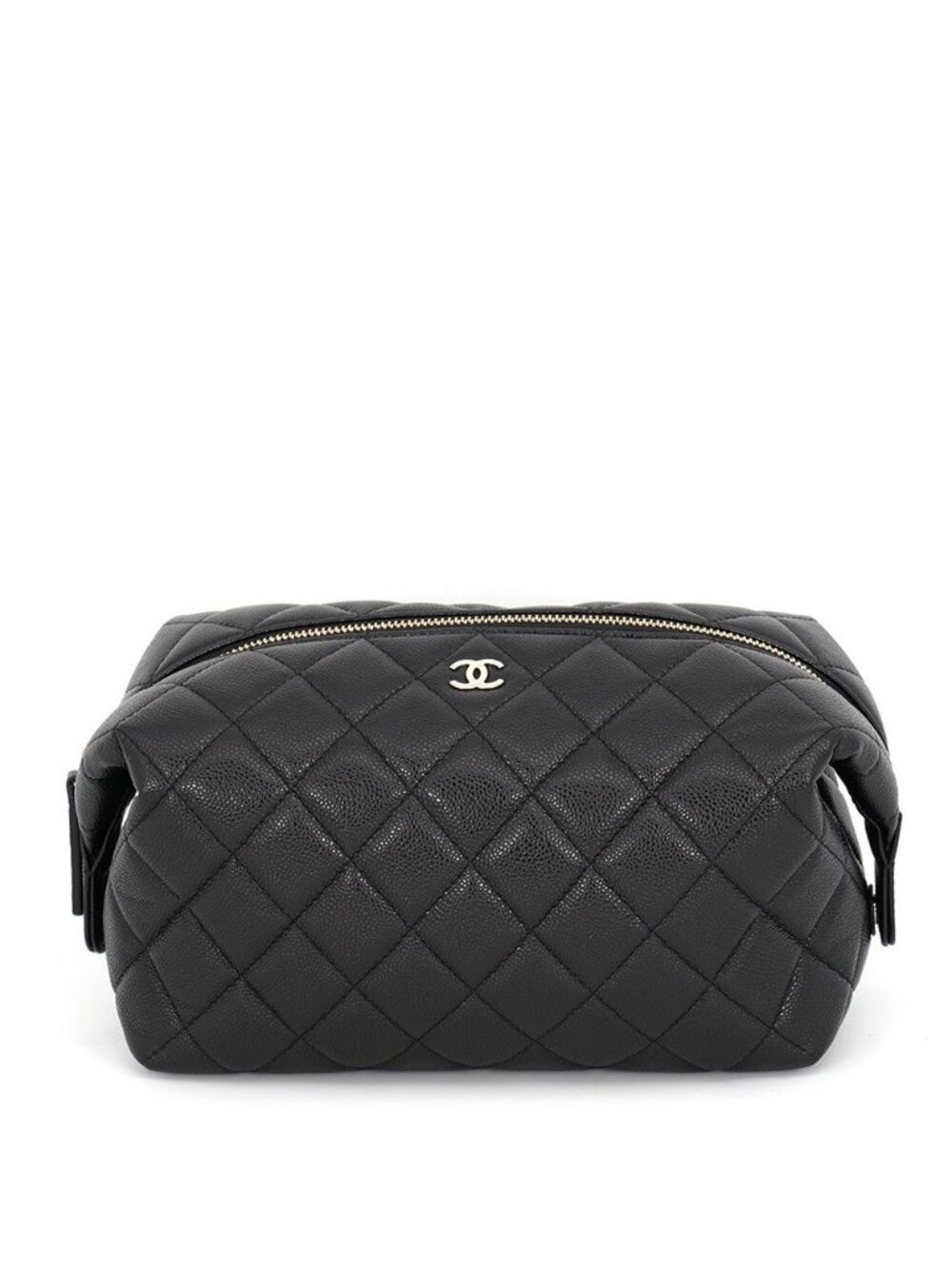 Chanel Pouch Quilted Zip Caviar Leather Case Black